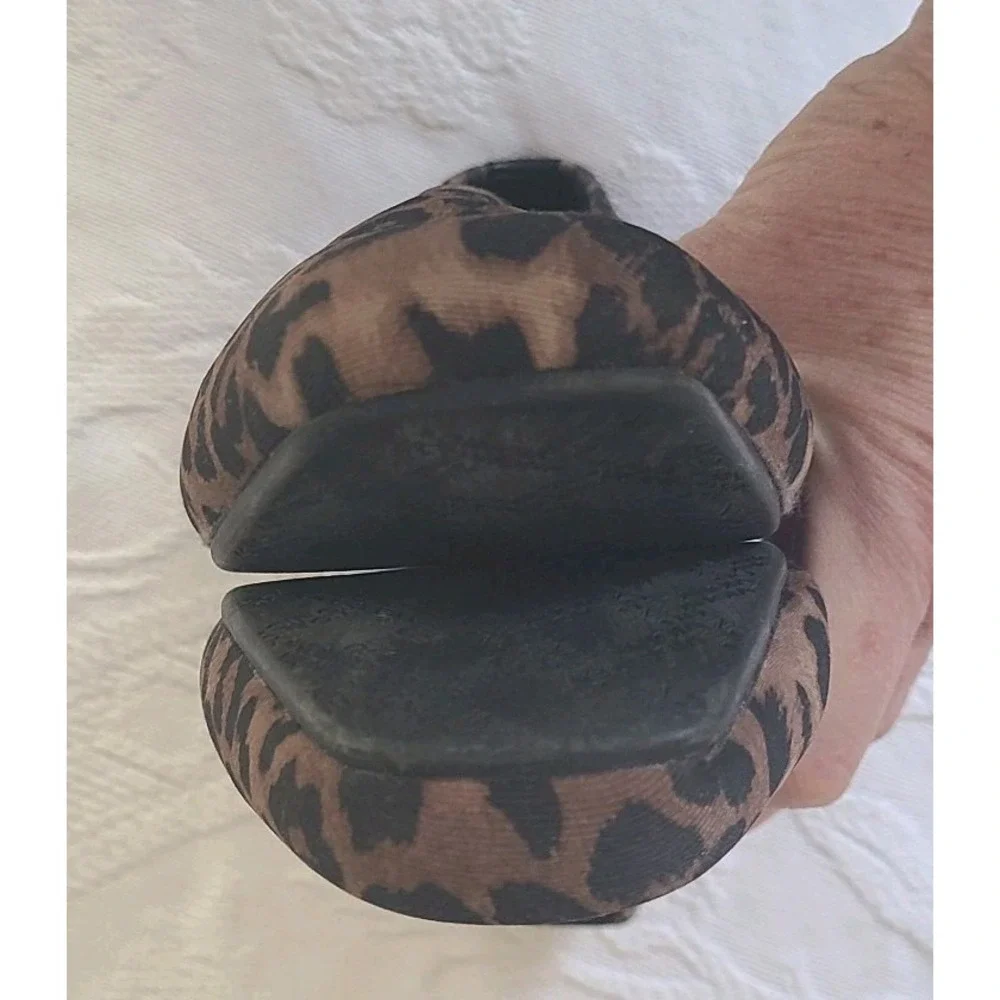 VIONIC Powell Demi Wedge Tan Leopard Comfort Orthotic Slip-on Shoes Women's Sz 8